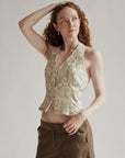 Seafoam Metallic Halter Top