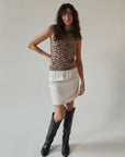 Leopard Silk + Cashmere Knit Top