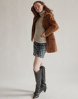 Toffee Suede Leather Midi Coat