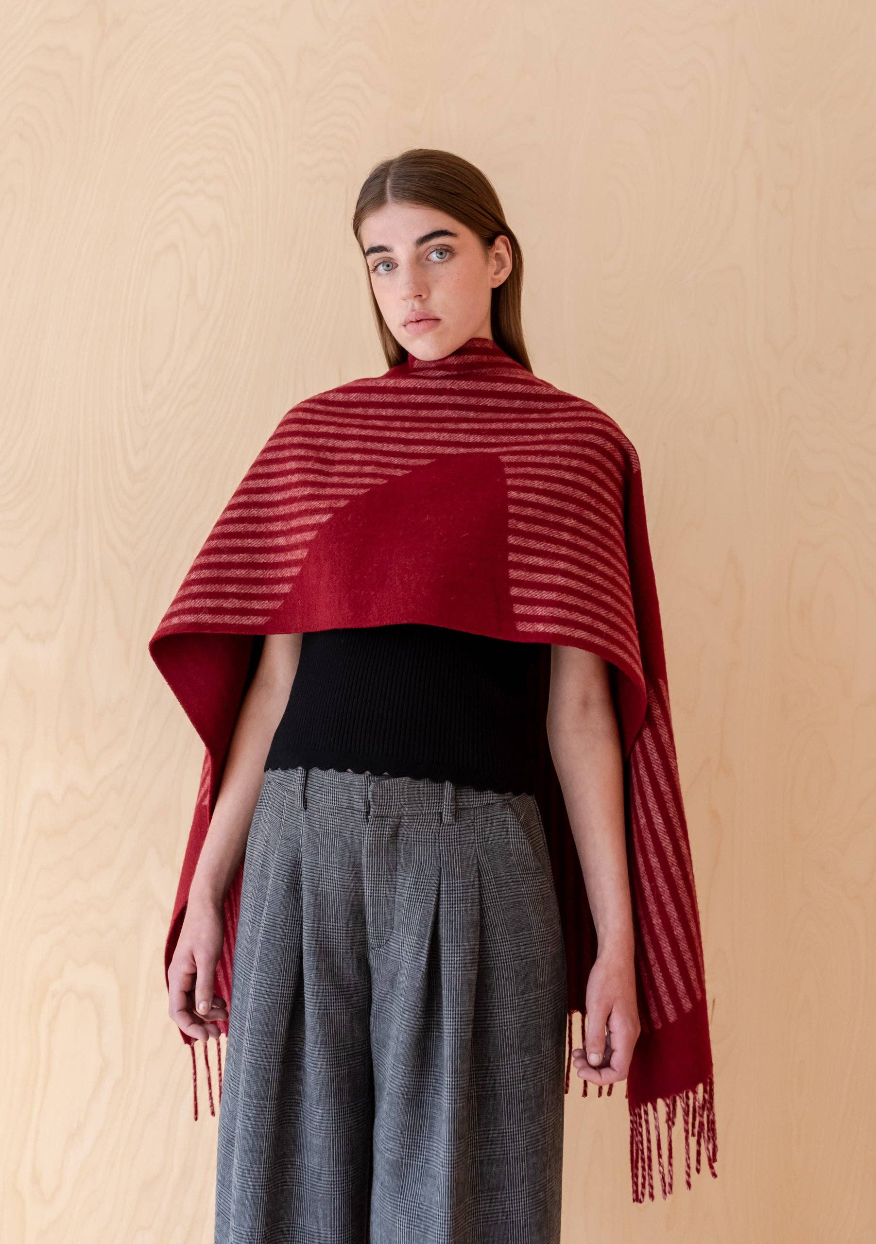 TBCo | Lambswool Oversized Scarf in Burgundy Wave