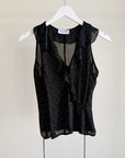 Black Polka Dot Ruffle Blouse