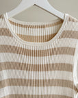 Beige & Cream Striped Knit Tank
