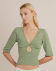 MPAZ STUDIO | Alma Keyhole Top in Apple Green - Hey Jude