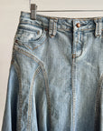 Denim A-Line Fringe Skirt