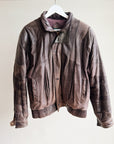 Distressed Brown Leather Bomber