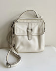 Cream Leather Buckle Crossbody
