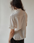 Ivory Silk Utility Button Up