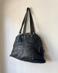 Onyx Contrast Stitch Leather Satchel