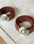 Woven Leather Belt in Chestnut