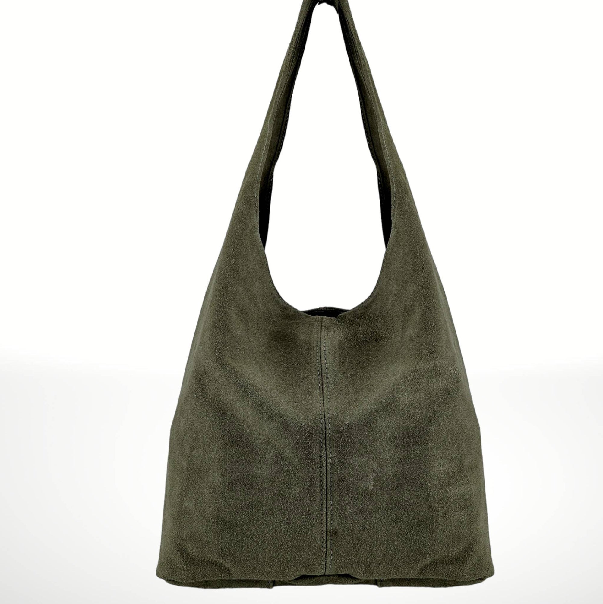 Suede Leather Hobo Bag in Spruce