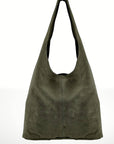 Suede Leather Hobo Bag in Spruce