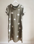 Olive Linen Dot Dress