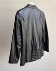 Black Leather 3-Button Blazer Jacket - Hey Jude