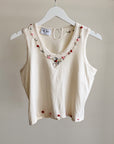Cream Embroidered Floral Silk Top