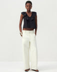 CUBIC - CUBIC Ruffle V-Neck Sleeveless Blouse: Black / S - Hey Jude