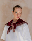 TBCo | Merino Wool Triangle Scarf in Burgundy Ruffle