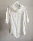 Cream Linen Cowl Neck Top