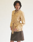 Camel Silk Belted Utility Jacket - Hey Jude