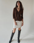 Brown Contrast Trim Cardigan