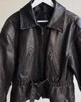 Sable Cropped Leather Belted Jacket