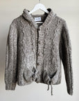 Grey Wool Knit Hooded Cardigan