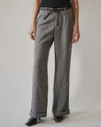 Grey Herringbone Wool Trousers