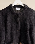 Black Mohair Fur-Trimmed Jacket - Hey Jude
