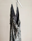 Gray Leopard Silk Halter Dress
