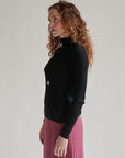 Black Silk Ribbed Turtleneck