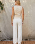 Crescent | Linen + Cotton Ribbed Knit Top in Cream