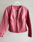 Hibiscus Half Zip Leather Jacket - Hey Jude