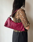 Raspberry Leather Baguette Purse