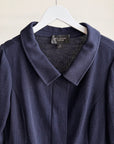 St John Navy Wool Zip-Up Cardigan