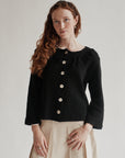 Black Textured Fringe Cotton Cardigan - Hey Jude
