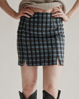 Lake Plaid Wool Mini Skirt