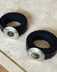 Woven Leather Belt in Black