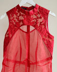 Red Embroidered Sheer Tunic
