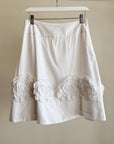 White Cotton Applique A-line Skirt