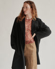 Black Long Minimalist Wool Jacket