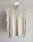 Bone Silk Sleeveless Knit Mockneck