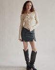 Oatmeal Cashmere Rosebud Cardigan
