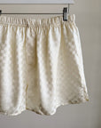 Ivory Checkered Silk Shorts