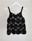 Black Cotton Crochet Top