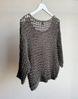 Charcoal Open-Knit Slouch Pullover