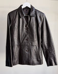 Espresso Spread Collar Leather Jacket