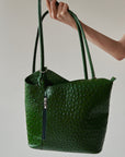 Emerald Textured Convertible Leather Backpack