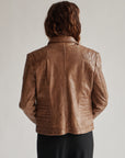 Caramel Structured Leather Moto Jacket