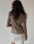 Mocha Textured Button Up Blouse