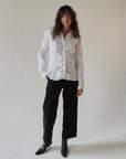 Ruched White Cotton Blouse