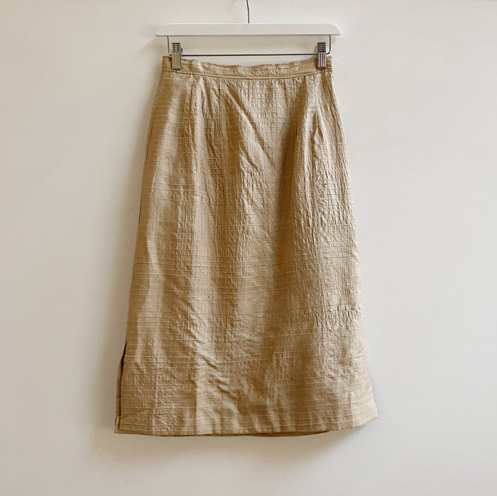 Cappuccino Raw Silk Midi Skirt